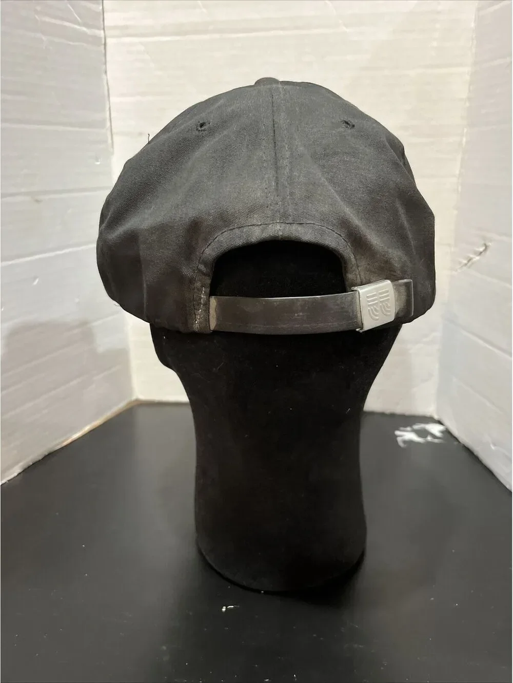 Vintage Black Thunder Silver Leaf Leather Strapback Baseball Cap Town Talk